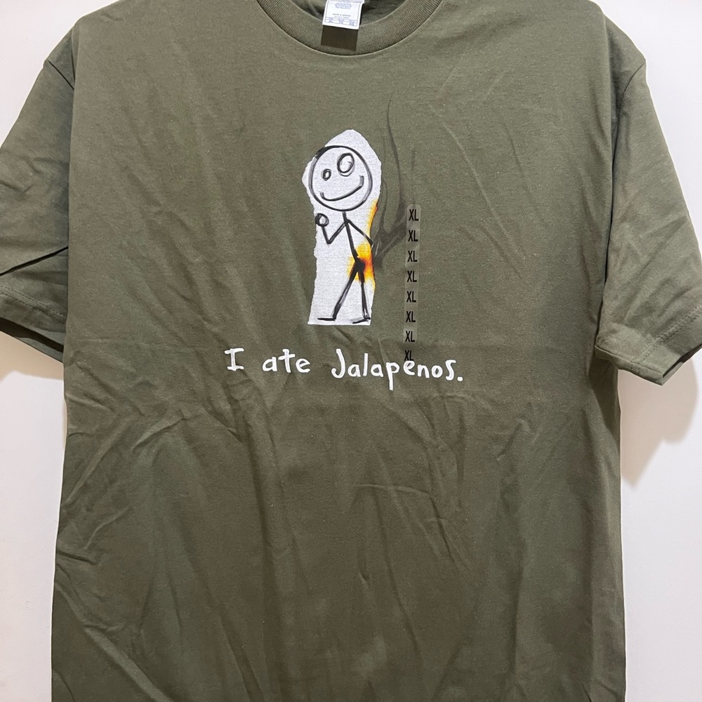 Funny Jalapenos Men's  T-shirt - Green Color with Screen Printing Graphic - New